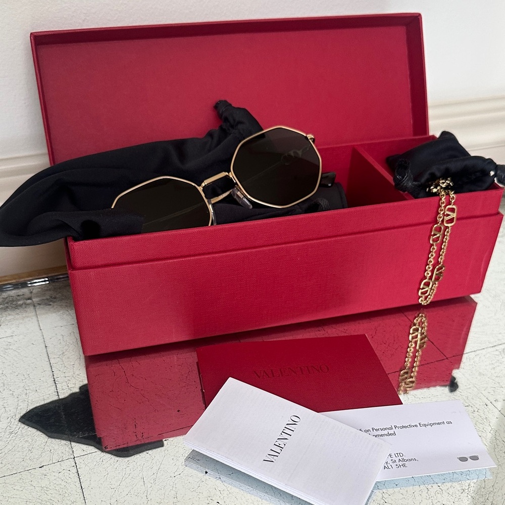Valentino Gold and Black Sunglasses